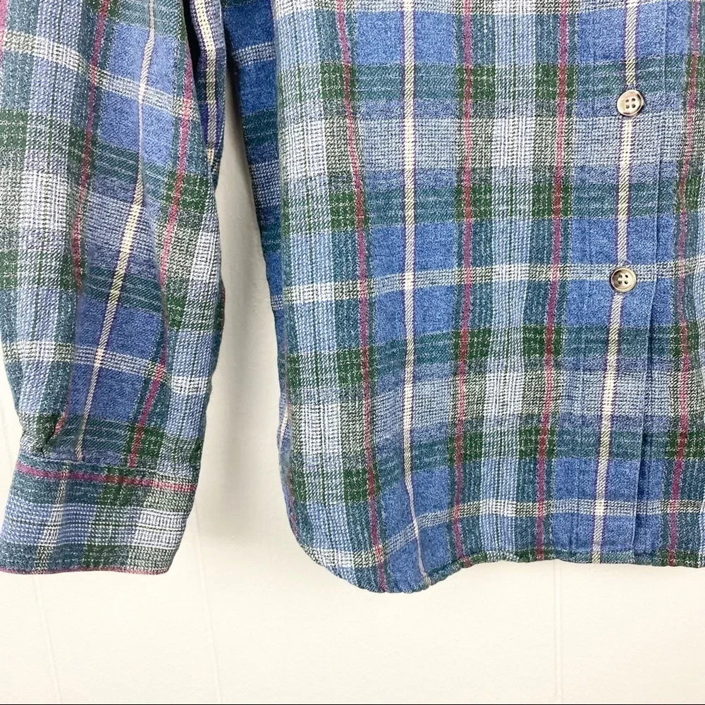 Vintage | Plaid Long Sleeve Top with Denim Collar - Picture 3 of 4